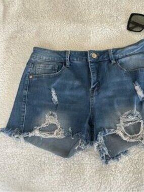 RED Dark Wash Distressed Cutoff Summer Jeans Shorts Large 🔥
